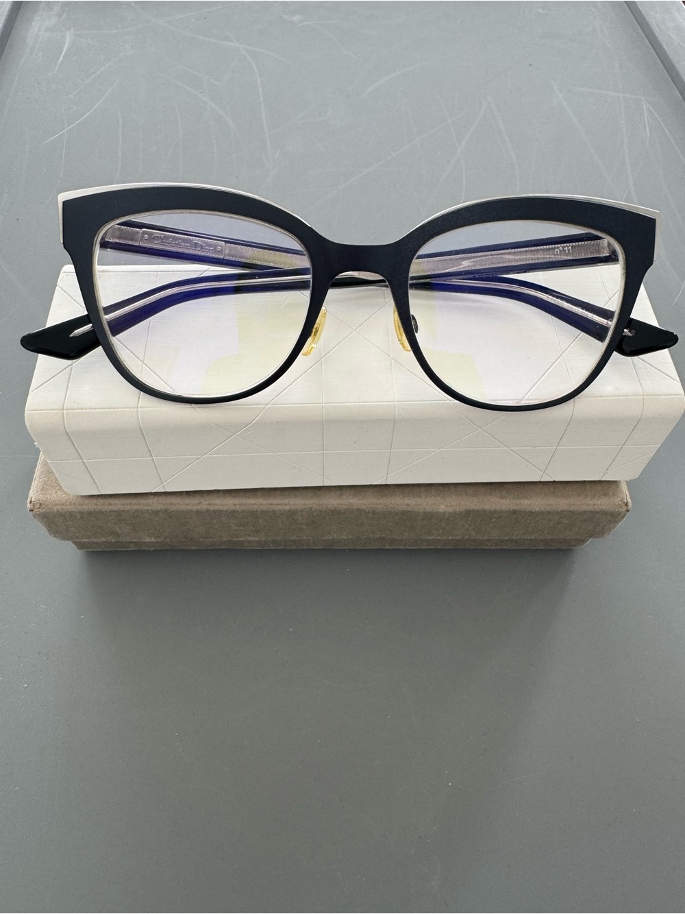 Dior Women's Navy Metal Cat-Eye Eyeglasses